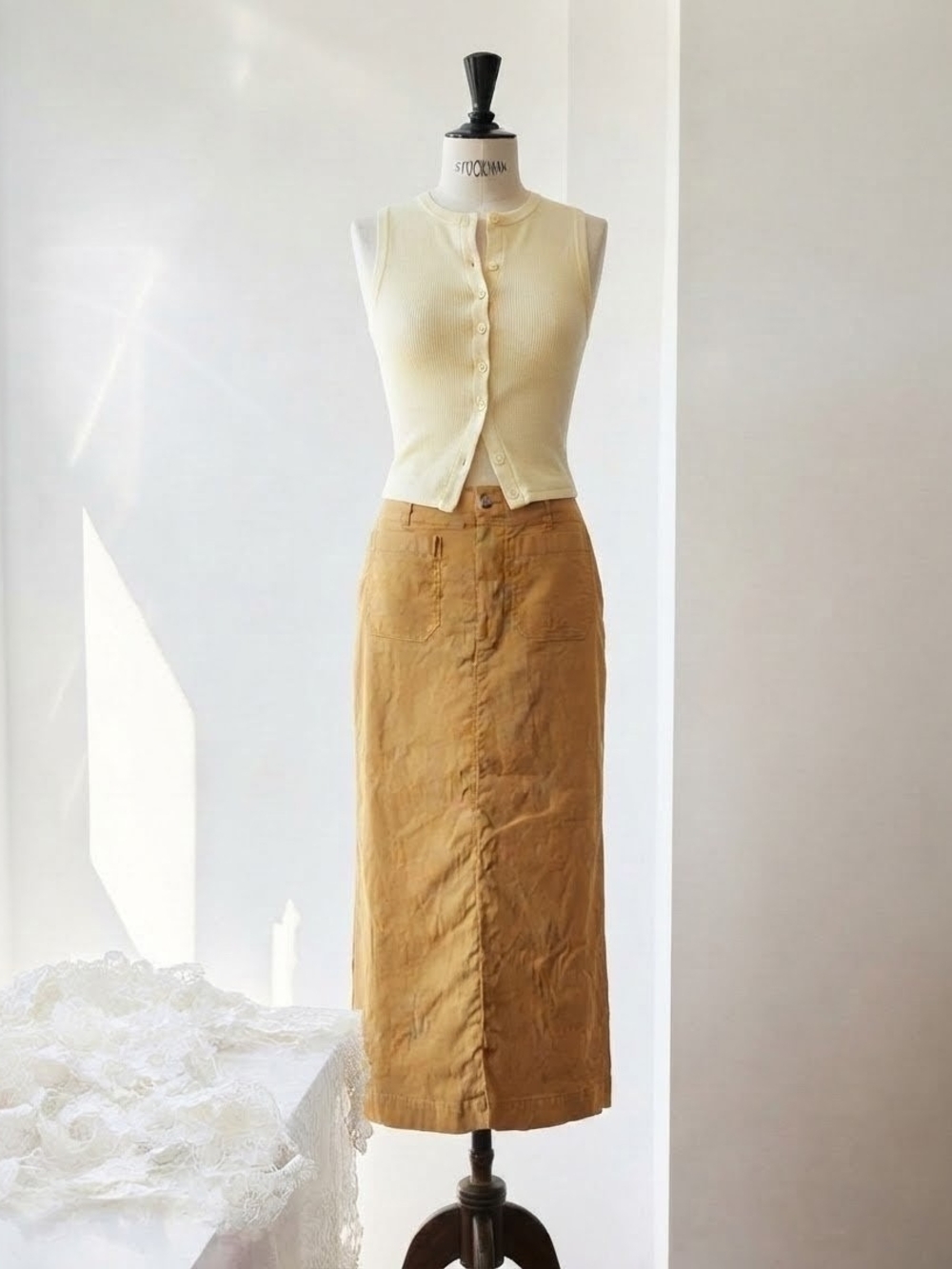 Maeve Casual Maxi Skirt in Mustard Yellow
